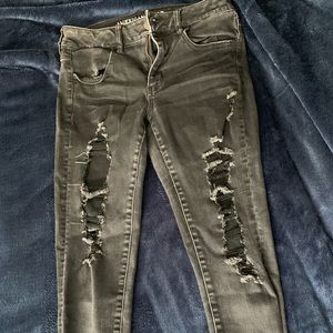 American eagle black distressed jeans
